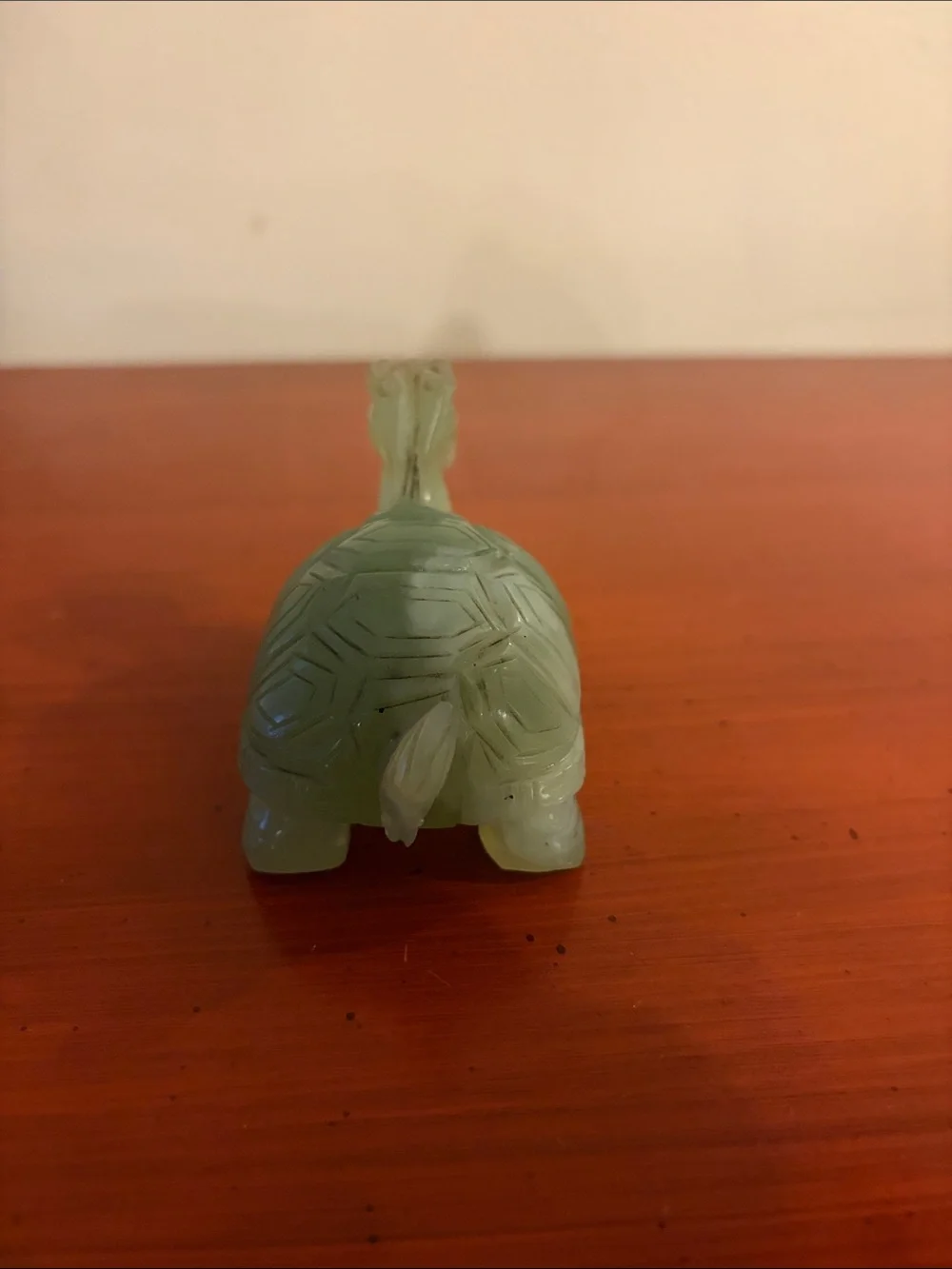 Vintage Hand-carved translucent green nephrite jade turtle figurine